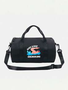 "Just Keep Swimming" Large Capacity Vacation Travel Tote Bag, Unisex Storage Bag Luggage Bag, Dry And Wet Separation Lightweight, Adjustable Crossbody Strap, Durable Fabric, Swimming, Fitness, Dance, Commuting, Outdoor Sports Small Gym Bag, Casual Street Style Minimalist Design, Birthday, Teacher's Day, Thank You Teacher, Back To School Season Gift,Back To School - View 12