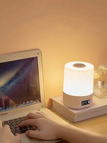1pc Smart LED Night Light With Clock - USB Type-C Rechargeable, 3 Adjustable Light Colors, Dimmable Brightness, Soft Eye-Protection Light, Suitable For Bedroom And Desk Lamp - Touch Lamp - View 2
