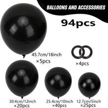 94pcs/Set Solid Color Decorative Balloon Garland, Black Latex Balloon Arch Set, Suitable For Party Decoration, Christmas - Black - View 7
