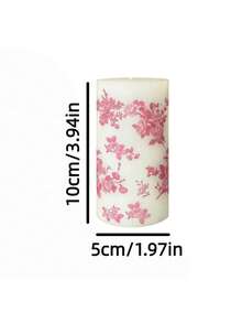 Pink Floral Print Cylindrical Candle, 1.96 Inch Romantic Rose Pink Pattern Design Candle, Smokeless Atmosphere, Decorative Candle, Perfect For Valentine's Day, Wedding Dinner, Birthday Party, Anniversary, Afternoon Tea, Picnic Scene, Home Decor - Pink Printed Column Wax - View 13