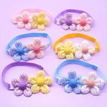 3/10pcs Multicolor Sequin Flower Pet Collar, Fabric Adjustable Buckle Bow Tie, Decorative Neckband For Small To Medium Dogs And Cats, Suitable For Home Gatherings/Daily Outings/Prom/Photos/Birthday Parties, Gift For Pets/Valentine's Day/Christmas/Halloween - Multicolor - View 3