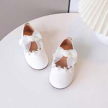 1 Pair Girls' Spring/Summer New Comfortable Soft Sole Flat Shoes With Bow Decoration - White - View 3