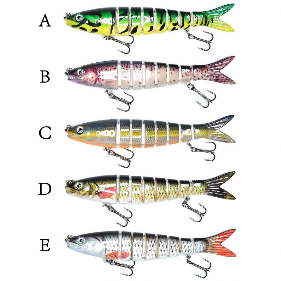 1pc/5pcs 13.3cm 19g 7-Joint Multi-Segment Fish Lure With Built-In Rattle, ABS Hard Bait, Sinking S-Curve Swimming Lure, Freshwater And Saltwater Universal For Topmouth, Bass, Pike, Bionic Fish Bait - A - View 1