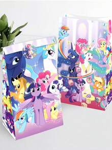 12/Set My Little Pony Birthday Party Candy Paper Bags, 12Stickers Birthday Party Gift Bags, Kraft Paper Flat Packaging Bags,Packaging Paper Bags, Perfect For Parties And Gifts - View 3