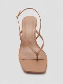 Sandalias de tacón alto de aguja con punta redonda y espalda abierta de material de malla para mujer, Primavera/Verano 2026 - Albaricoque - Ver 6