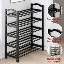 5-Tier Metal Shoe Rack, Adjustable Shoe Storage Organizer, Stackable Shoe Storage Rack, Suitable For Entryway, Hallway, Living Room, Closet, Black - Multicolor - View 8