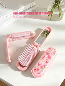 1pc, Foldable Comb Personalized Cute Printed Cartoon Rabbit Minimalist Ins Style Portable Comb Travel Convenient To Carry In Bag Women's Hair Styling Comb Suitable For Holiday Gift - Multicolor - View 8