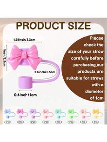 Bow Straw Hat Silicone Straw Lid Cup Cover, Suitable For 30&40oz Insulated Tumblers, Reusable Straw, Cute Straw Head Cover, Party Use - Multicolor - View 3