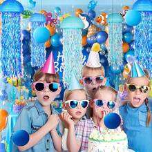1pc/8pcs Hanging Jellyfish Paper Lanterns, Gradient Color Paper Lanterns, Suitable For Mermaid Theme Party, Underwater Ocean Birthday Decoration, Shower Garland Mermaid Party Decoration, Colorful Blue Hanging Tassels, Suitable For Birthday, Baptism, Wedding, Party Decoration, Wall Decoration, Ornaments - View 3