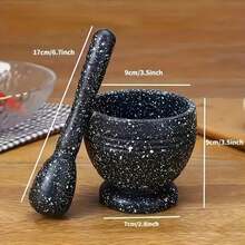 1 Set Of Grinder & Pestle Set - PP Garlic/Pepper/Spice Grinder Bowl - Multi-Functional Kitchen Tool For Seasonings, Grains Spice Grinder - Household Kitchen Gadgets - Black - View 3