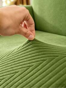1PC Fleece Fabric Non-Slip Elastic Decorative Jacquard Sofa Cover, Carved Leaf Pattern, Pet-Proof, Anti-Dirt, Anti-Dust, Suitable For 1/2/3/4 Seater Sofa, All Seasons - Grass Green - View 9