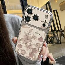 1 pieza Funda de teléfono personalizada con patrón de tulipán en gris plateado, protección completa de lente, anti-caída, anti-colisión, compatible con iPhone 16 Pro Max/17/16/15/14 Plus/13/12/11 Air, carcasa protectora - Multicolor - Ver 5