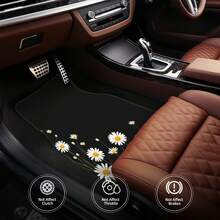 4pcs Car Floor Mats And Trunk Mat, Car Interior Floor Mats, Car Protective Mats, Polyester Material, Daisy Style, Suitable For Truck/Sedan/SUV - Daisy - View 7