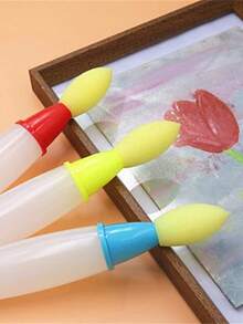 3 Packs Outdoor Chalk Sponge Brush, Thick Sponge Chalk Application Tool, Strong Water Absorption And Uniform Coloring, Suitable For Outdoor Graffiti, Washable Drawing Tool For Children And Adults (Excluding Powder) - A - View 5