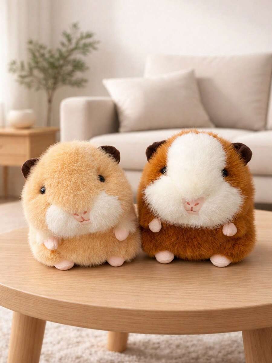 1pc 25cm/9.8in Cute Cartoon Guinea Pig Plush Doll Doll, Teddy Bear Style Hamster Plush Doll, Comforting Little Mouse Doll, Car Decor, Living Room Bedroom Home Decor, Gift For Friends And Students, Party Decoration