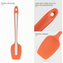 Esptula de Cuchara de Silicona Resistente al Calor: 11.4 inch Mezcla Agitar Cocinar Raspar Tazn Rascador Esparcidor Sin Costuras para Utensilios de Cocina Antiadherentes Naranja - Espátula Cuchara*1 + (6) Naranja - Ver 7