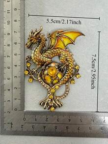Luxury Charms Hollow Dragon Brooch For Women Elegant Rhinestone Pin Clothing Corsages Charming Jewelry Vintage Party Accessory - Purple - View 4