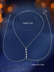 Rhinestone Decor Body Chain - Silver - View 4