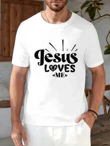 T-shirt da uomo con stampa a tema fede cristiana, autunno, street hip-hop, traspirante, stampa artistica - Bianco - Visualizzare 1