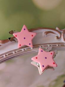 1個/2個裝 優雅圓點星形鈕扣蓋，襯衫鈕扣蓋夾式鈕扣蓋 時尚水晶袖扣蓋 - 粉色 - 查看 3