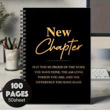 1本 New Chapter Fun 黑金螺旋筆記本，適合退休、新工作、告別感謝、辦公室告別派對，送給同事的禮物 - F - 查看 6
