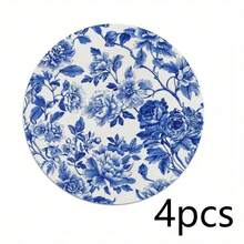 Multi-Size Available, Chinese Blue And White Peony Round Placemats In 2 Patterns. Wrinkle-Resistant, Machine Washable. Vintage Oriental Style Fit Daily Dinners, Tea Parties And Premium Gifts. - Multicolor - View 10