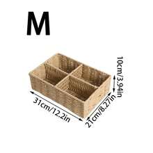 1 buah Keranjang Penyimpanan Kompartemen Anyaman Rotan Buatan Tangan, Organizer Multi-Kisi untuk Kosmetik, Riasan, Alat Tulis, Perhiasan & Barang Kecil. Keranjang Anyaman Boho untuk Kamar Tidur, Kamar Mandi, Kantor, Meja. Keranjang Serat Alami dengan Sekat untuk Laci, Meja Rias, Meja Dapur - View 9