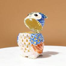 SIQIZHOU 1 buah Kotak Dekorasi Rumah yang Indah, Hadiah Kerajinan Paduan Enamel, Kotak Perhiasan Burung Bangau, Dekorasi Hadiah Ulang Tahun - Biru - View 2