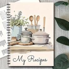 1pc Spiral Bound Recipe Book, Lined Pages, 50 Thick Pages, Suitable For Cooking Enthusiasts, Global Recipes, Convenient Page Turning And Note Taking - I - View 1