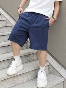 1件大童男孩運動休閒口袋短褲 百慕達內縫長度 春夏秋返校季 - 藏蓝色 - 查看 8
