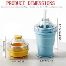 Botella de agua plegable con forma única de hockey sobre hielo, bandeja de silicona creativa para hacer cubitos de hielo esféricos, portátil y fácil de almacenar, esencial para el verano - Vaso de hielo plegable multicolor - Ver 2