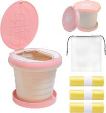 Travel Potty For Toddler, Portable And Foldable Toilet, Apply To Seat Emergency Toilet For Car, Camping, Outdoor, Indoor (Pink, Small) - Pink - View 2