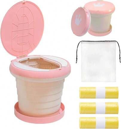 Travel Potty For Toddler, Portable And Foldable Toilet, Apply To Seat Emergency Toilet For Car, Camping, Outdoor, Indoor (Pink, Small)