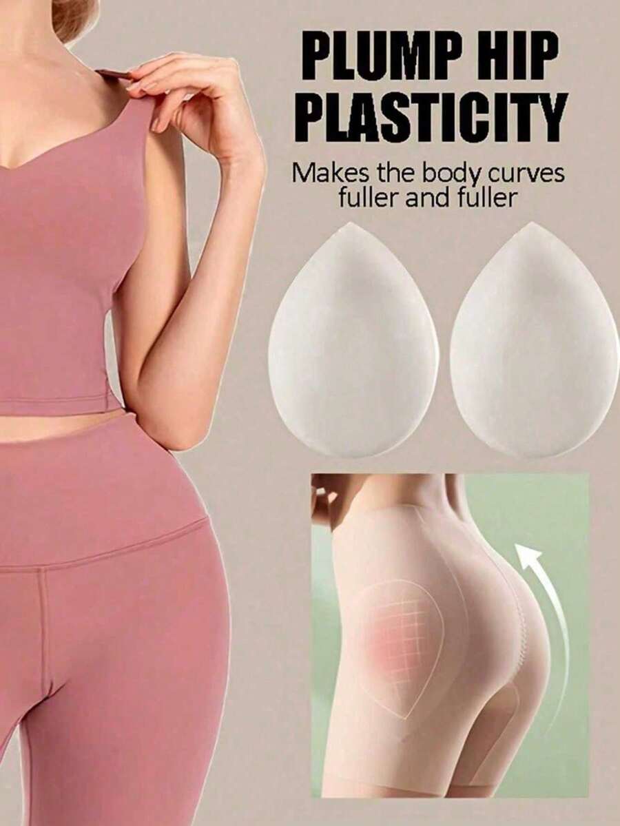 2pcs/Set Women's Sexy Invisible Reusable Silicone Butt Pads, Lift Buttocks Curves From Both Sides, Shape Body, Support Buttocks, Make Buttocks Look Bigger, Suitable For Women Of All Body Types - Clear - View 1