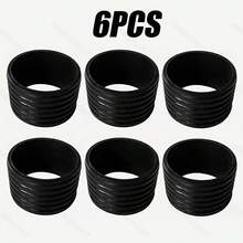 6pcs/Set Anillos de silicona antideslizantes, anillos de sellado para raquetas de pickleball, anillos de fijación de silicona, adecuados para raquetas de tenis, raquetas de bádminton y raquetas de pickleball, accesorios de raqueta duraderos y elásticos - Negro - Ver 3