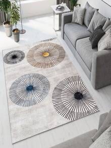 Alfombra de pasillo y alfombra de área antideslizante y lavable con impresión digital para sala de estar, diseño moderno | Estilos moderno, escandinavo, bohemio y clásico | 100% poliéster - Blanco Crema - View 4