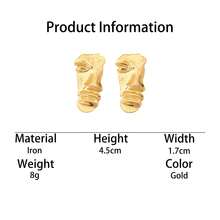 1 Pair French Vintage Summer Beach Vacation Style Matte Metallic Half-Face Contour Design Women's Stud Earrings Gold Earrings - Yellow Gold - View 5