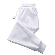 Pantalones largos sin estampado para hombre y mujer, pantalón de chándal informal holgado a la moda para exteriores, Fitness, trotar, con cordón, para uso diario - Blanco - Ver 1
