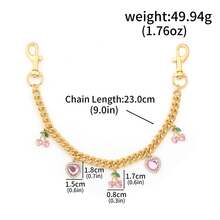 Sweet Cute Pink Gem CherryKeychain Korean Fruit Charm BagAccessorie Heart Bag Pendant Jewelry Girls Valentine's Day Gifts Handbag Extension Chain - Multicolor - View 10