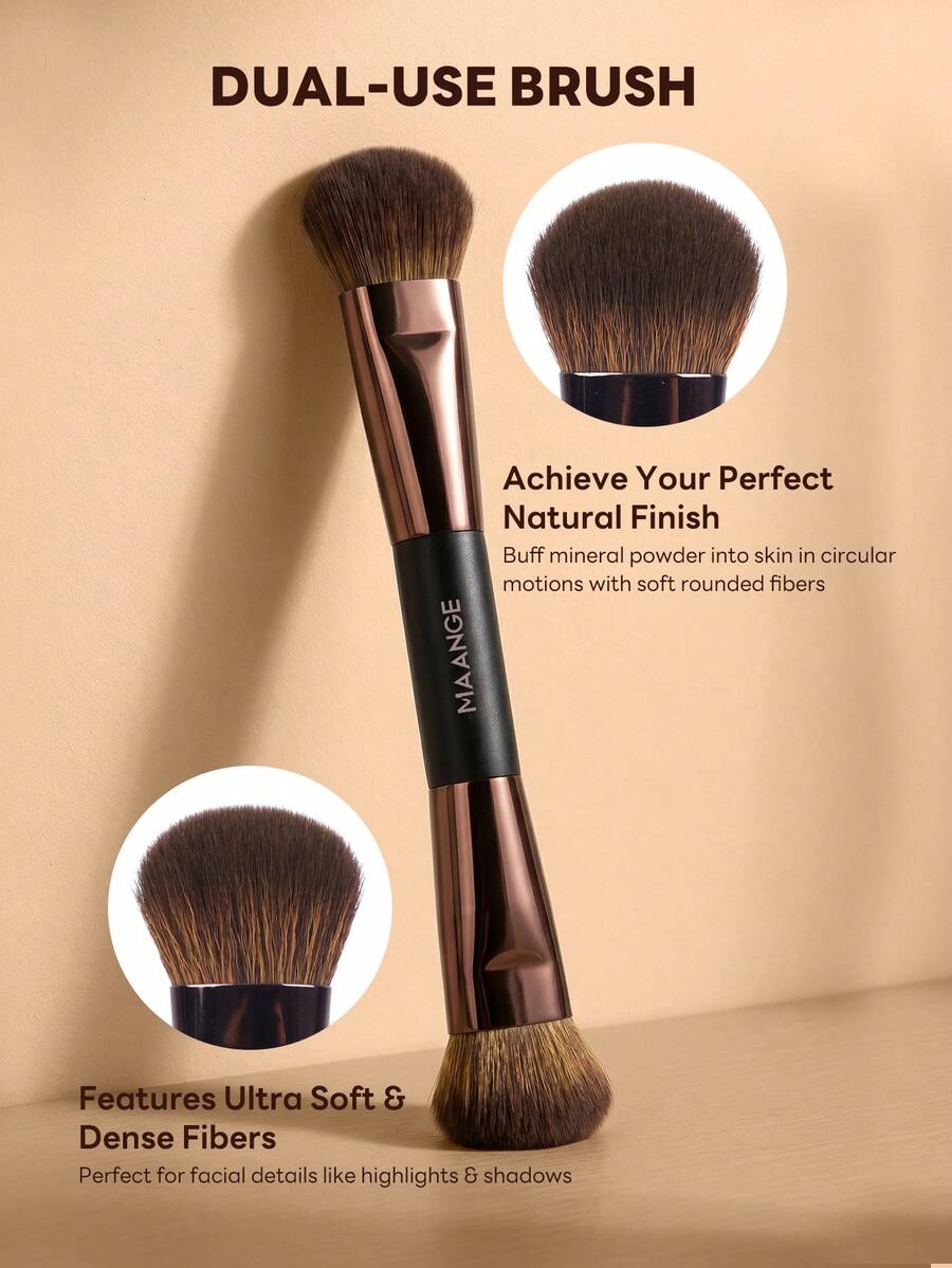 MAANGE 1/3pcs Professional Dual-Ended Makeup Brushes, Foundation Brush, Concealer Brush, Nose Contour Brush, Powder Brush, Contour Brush And Other Makeup Tools, Soft Fiber Material, Portable Travel Makeup Tools, Travel Essentials, Gift Choice For Women/Girls
