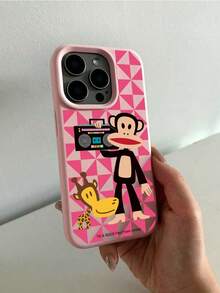 官方授權 Paul Frank 液態矽膠手機殼，全方位防摔相機保護，卡通猴子、長頸鹿、音樂播放器與三角形拼接圖案，新款適用 11/12/13/14/15/16/17/18 Pro Max 系列手機保護殼，節日禮物，日常通勤，日常防摔高吸引力款式 - 彩色 - 查看 3