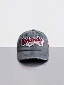 Rollcall Unisex Distressed "Orlando 01" Embroidered Baseball Cap - Vintage Adjustable Outdoor Casual Hat,Beach,Travel - A - View 1