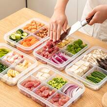Two New Thickened Refrigerator Storage Boxes With Six Compartments, PP Material, Kitchen Organizing Style, Refrigerator Organizer, For Organizing Ingredients, Green Onions, Meat, And Various Seasonings - Multicolor - View 1