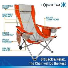 Kijaro Beach Sling with Cooler Pocket - Various Fun Colors and Patterns - Perfect Beach Folding and Camping - Includes a Detachable Pillow - Naranja - Ver 6