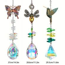 1pc/3pcs Animal Crystal Sun Catcher - Hummingbird Bee Butterfly Hanging Prism Rainbow Maker For Window Garden Decor - Diamond Bird - View 4