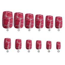 Finger Queen Short Square Geometric Pink False Nails 24pcs Card - Geométrica Rosa Rosa - Ver 5
