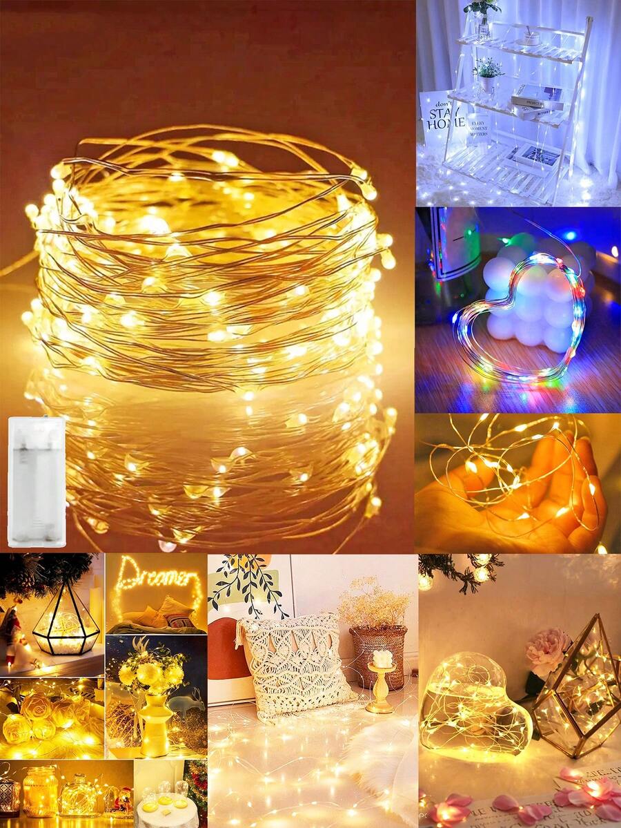 1 Stück LED-Feenlichter für Heimdekoration, batteriebetrieben, Innenraum-Dekorations-Lichterkette, Schlafzimmer-Wandvorhang-Dekoration, Party-Dekoration, Außen-Garten-Dekorationslichter