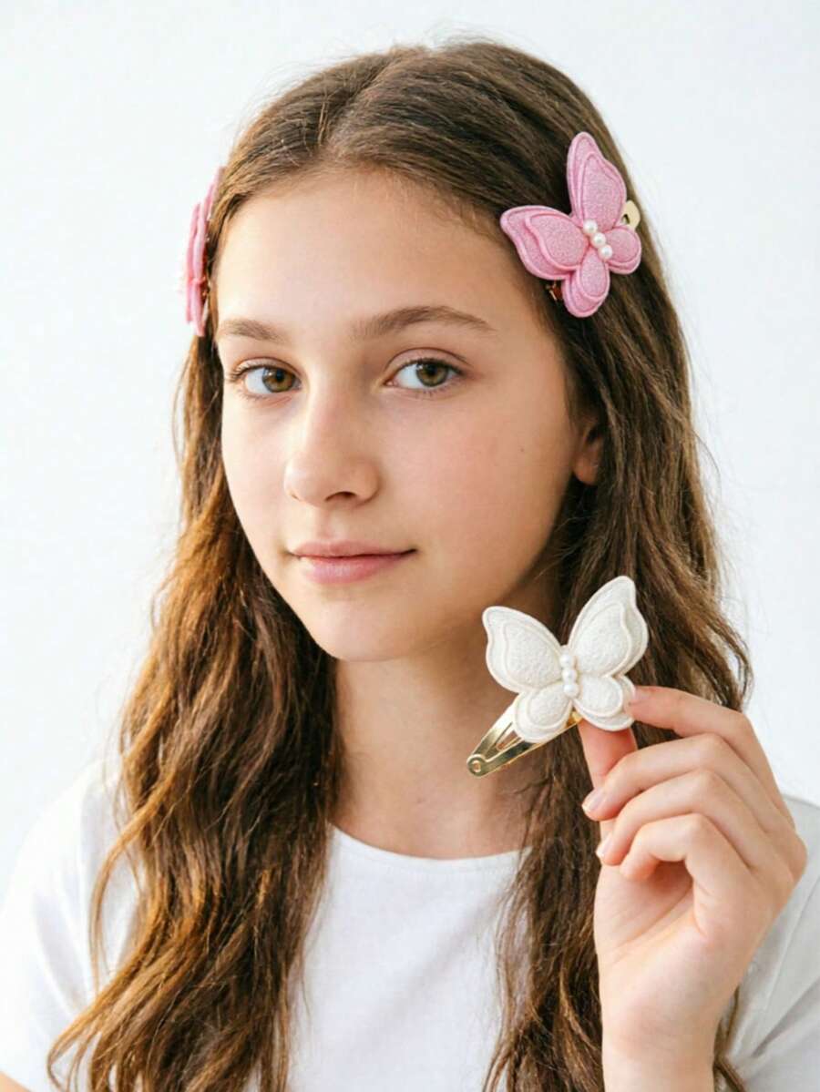 4pcs Random 3D Butterfly Hair Clips, Sweet Realistic Butterfly Hair Accessories - Multicolor - View 1
