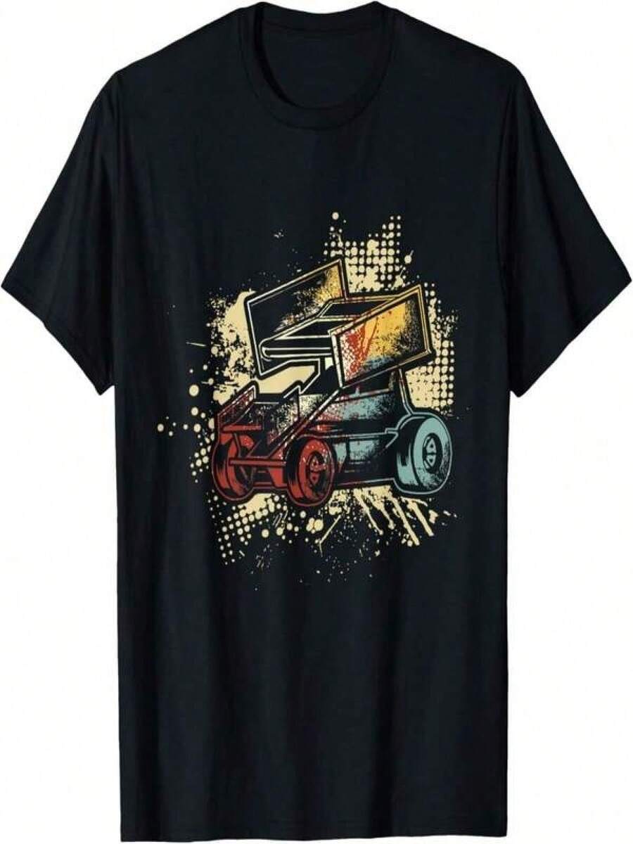 Camiseta Retro Vintage para Fanáticos del Automovilismo y Carreras de Pista de Tierra - Negro - Ver 1