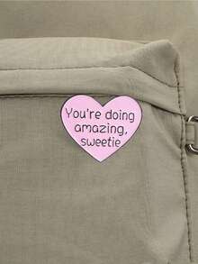 5pcs Warm Healing Pink Text Enamel Brooch "STAY Positive" Positive Slogan Badge, Fashion Clothing Backpack Accessory, Best Gift For Friends - Multicolor - View 8